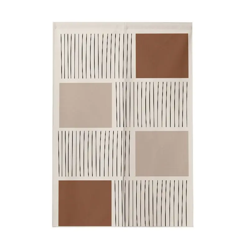 Nordic Ins Sunrise Wave Half Door Curtain Minimally Abstract Sun Moon Split Partition Curtain Non Perforated Hanging Curtain