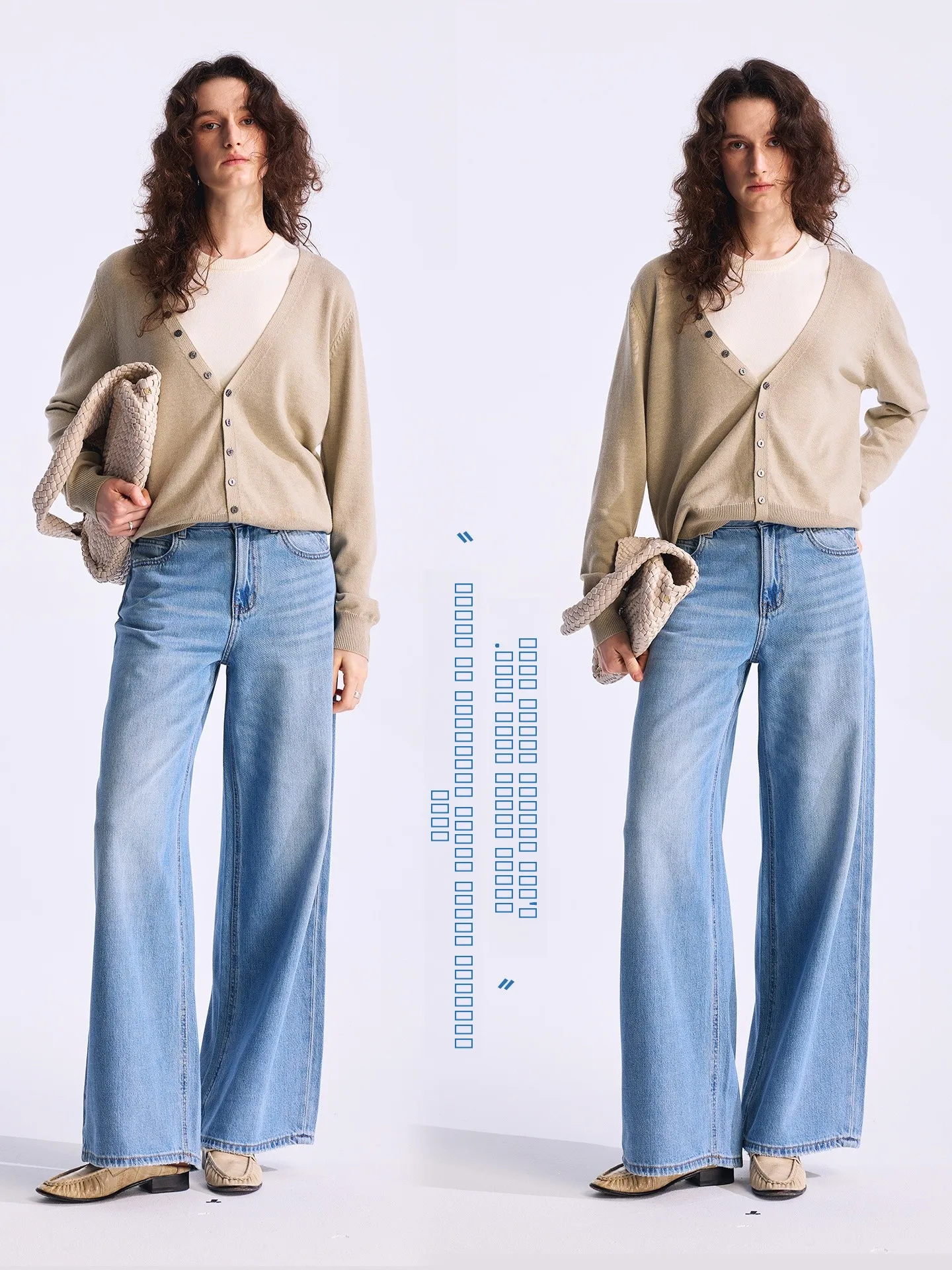 

Джинсы Rightcell White Moonlight Life Pants: широкие, прямые, повседневные, с высокой талией, из хлопка, на молнии, весна 2026