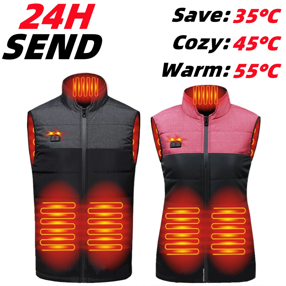 11 Areas USB Heated Vests 4/9/11 Areas Men's Women's Jacket Electric Heated Waistcoat Outdoor Camping Jacket Self Heating Vest