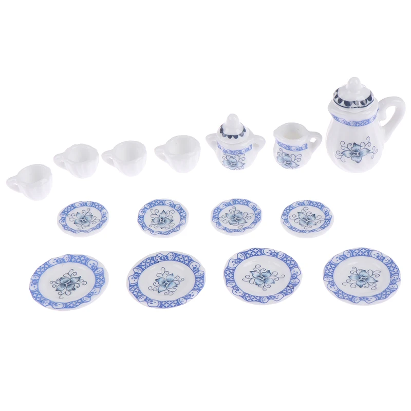 1Set 1:12 accessori in miniatura per casa delle bambole Mini Set da tè in ceramica simulazione bollitore piatto tazza modello giocattoli decorazione della casa delle bambole