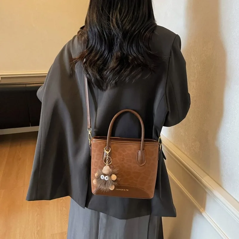 Sophisticated Maillard Female Bag Hollow Out Detail Rivet Design One Shoulder Mini Bag