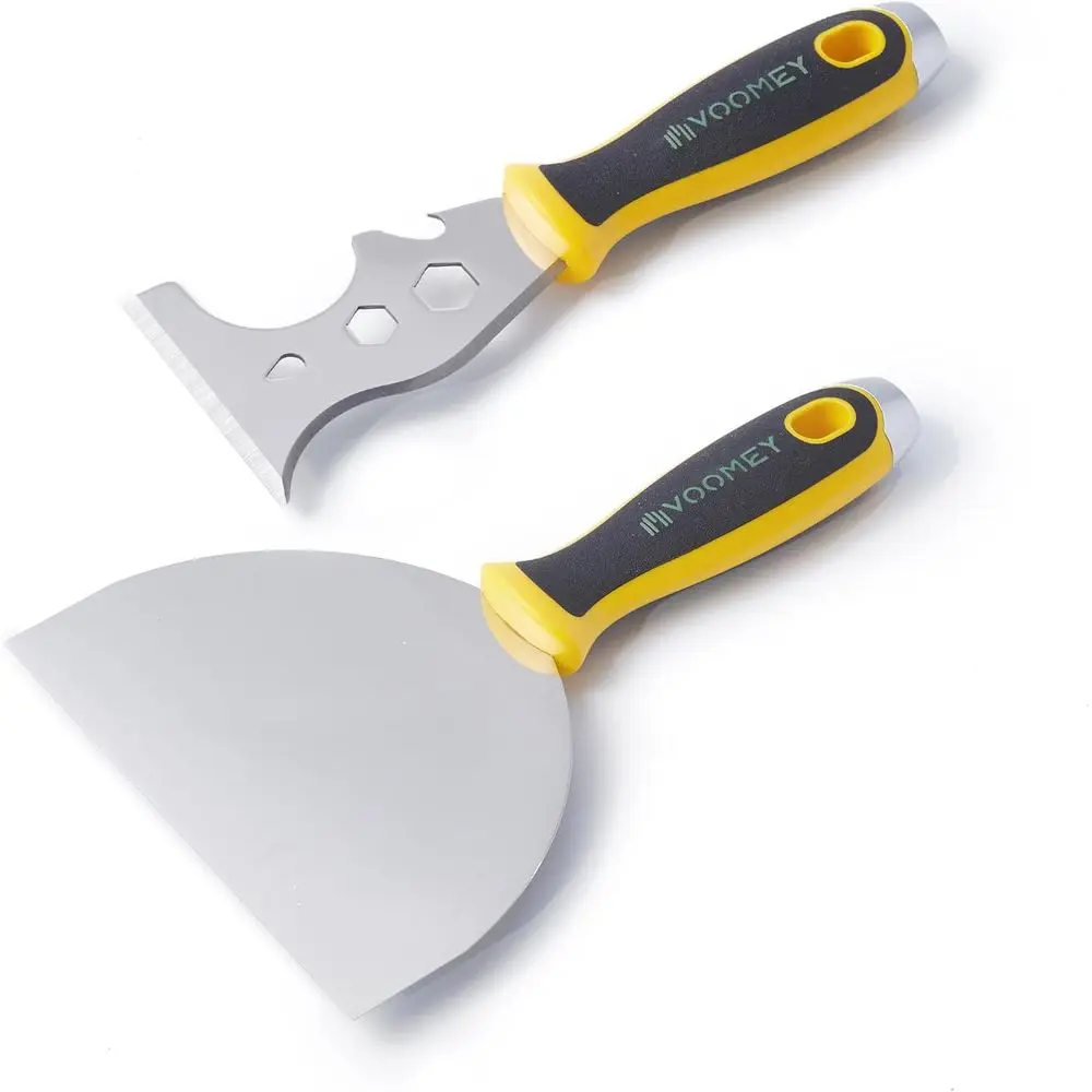 6 Inch Stainless Steel Putty Knife, 12 In1 Paint Scraper, Drywall Taping Knife 2 Pack, Paint Scraper Tool for Repairing Old Wall