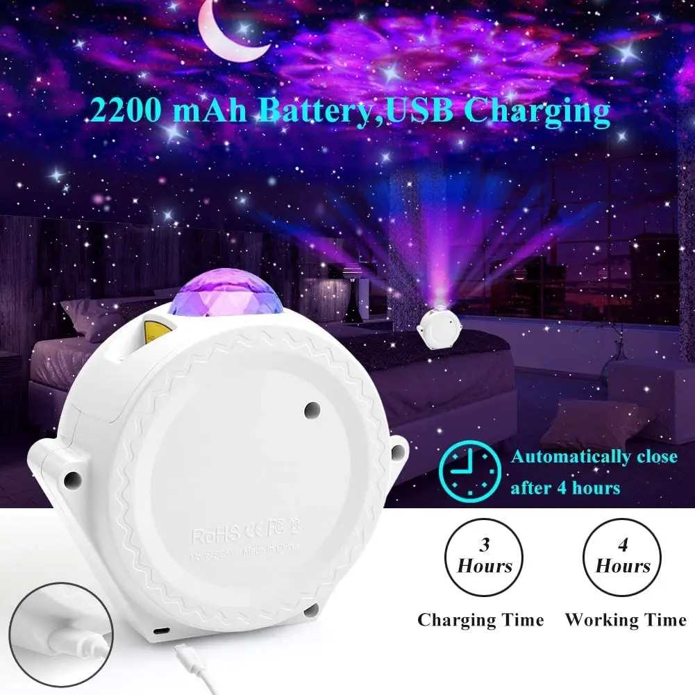 Star galaxy projector LED Moon and Star Lights with Voice Control 6 Lighting Sky Projector for Children Bedroom and Party Decor