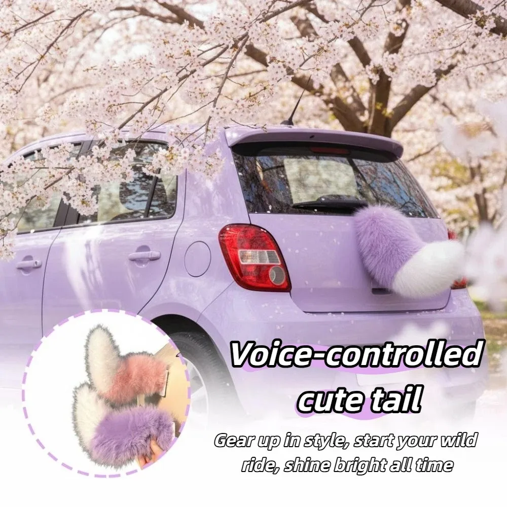 

Fluffy Plush Remote Control Wagging Tail Self-adhesive Rechargeable Sound Activated Moving Tail Purple White Color
