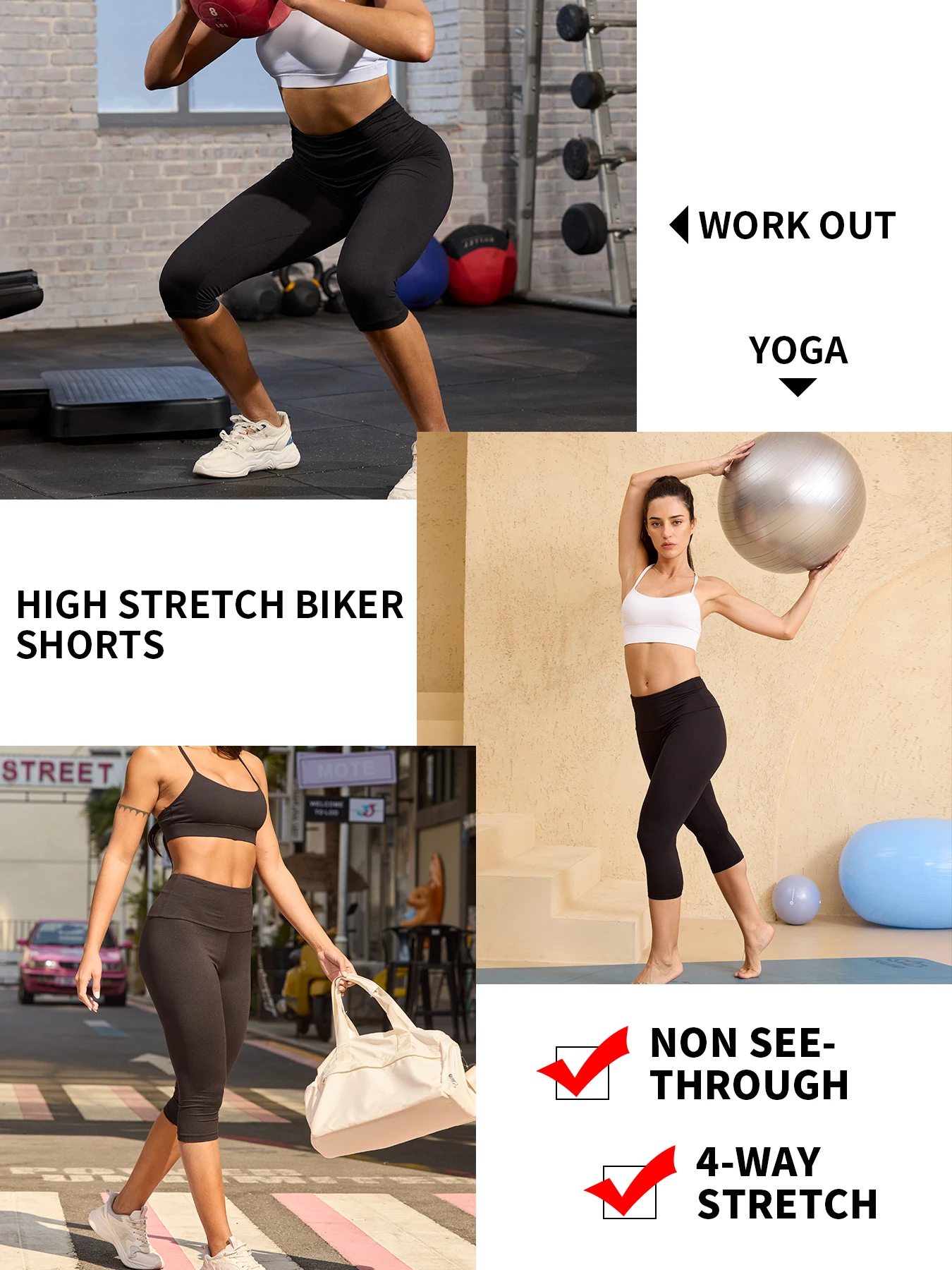 Women's High Waisted Capri Pants Super Soft No See Through Workout Yoga Running Athletic push up gym fitness Leggings image 3