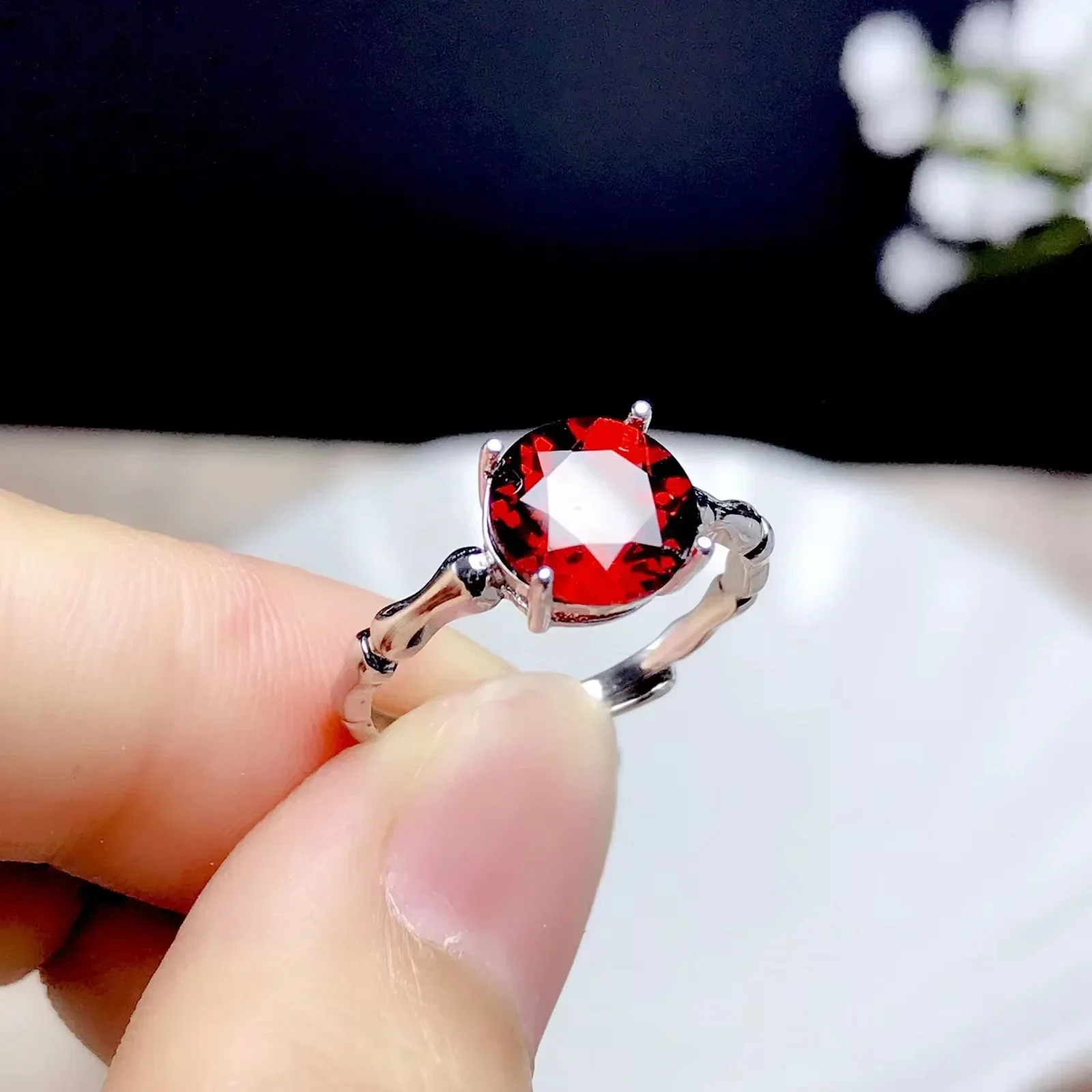 

DIWENFU 925 Silver Sterling Ruby Open Ring for Women Silver 925 Jewelry Anillos De Wedding Bands Bizuteria Ruby Jewelry Anel Box