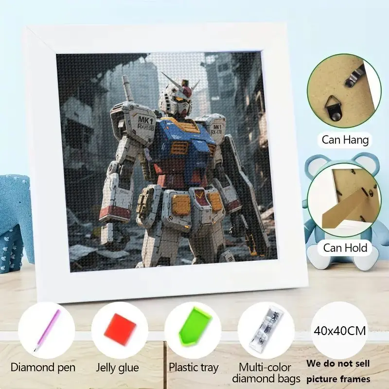 

1PC Gundam RX-78-2 Mobile Suit Anime 5D Full Drill DIY Diamond Painting Kit Robot Mecha Wall Art Home Decor Hobby Craft Square D