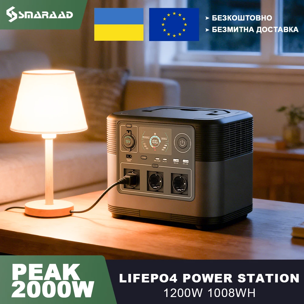 Alimentation portable pour la Pologne et l'Ukraine, puissance de sortie maximale 2000W, 1008Wh LiFePO4, alimentation de secours pour la maison, le camping et les activités de plein air