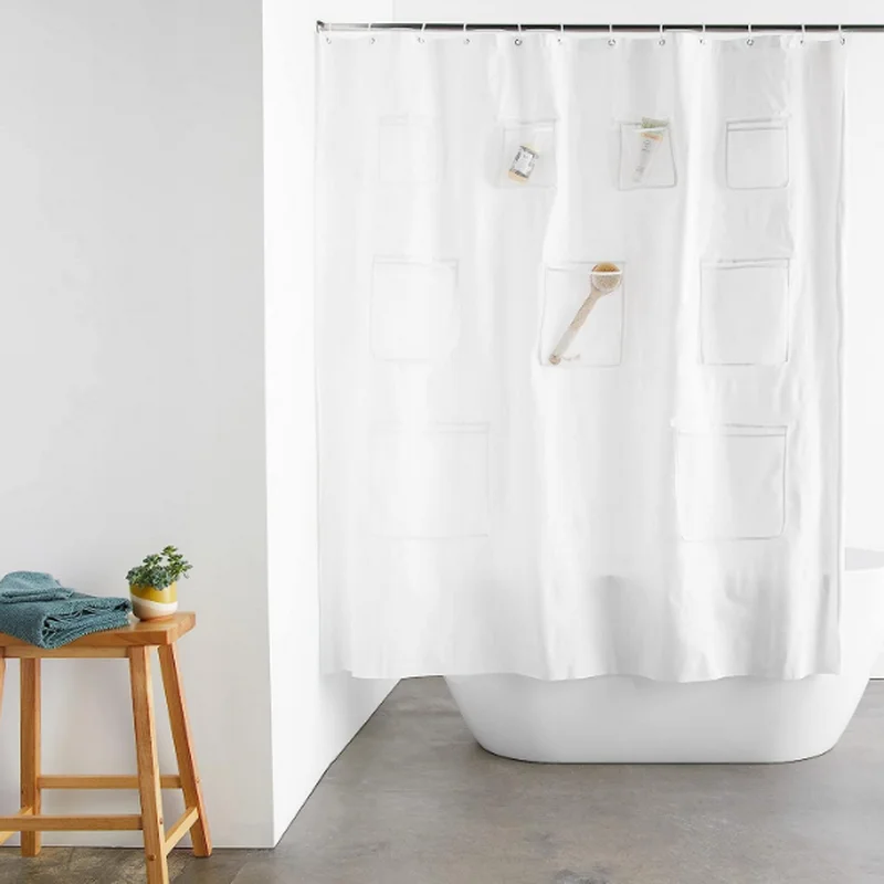 Minghe Shower curtain with 9 Mesh Pockets,Bathroom Shower Curtain,Vinyl 6 G Plastic Shower Curtain 72(W) x 72(H) Inches