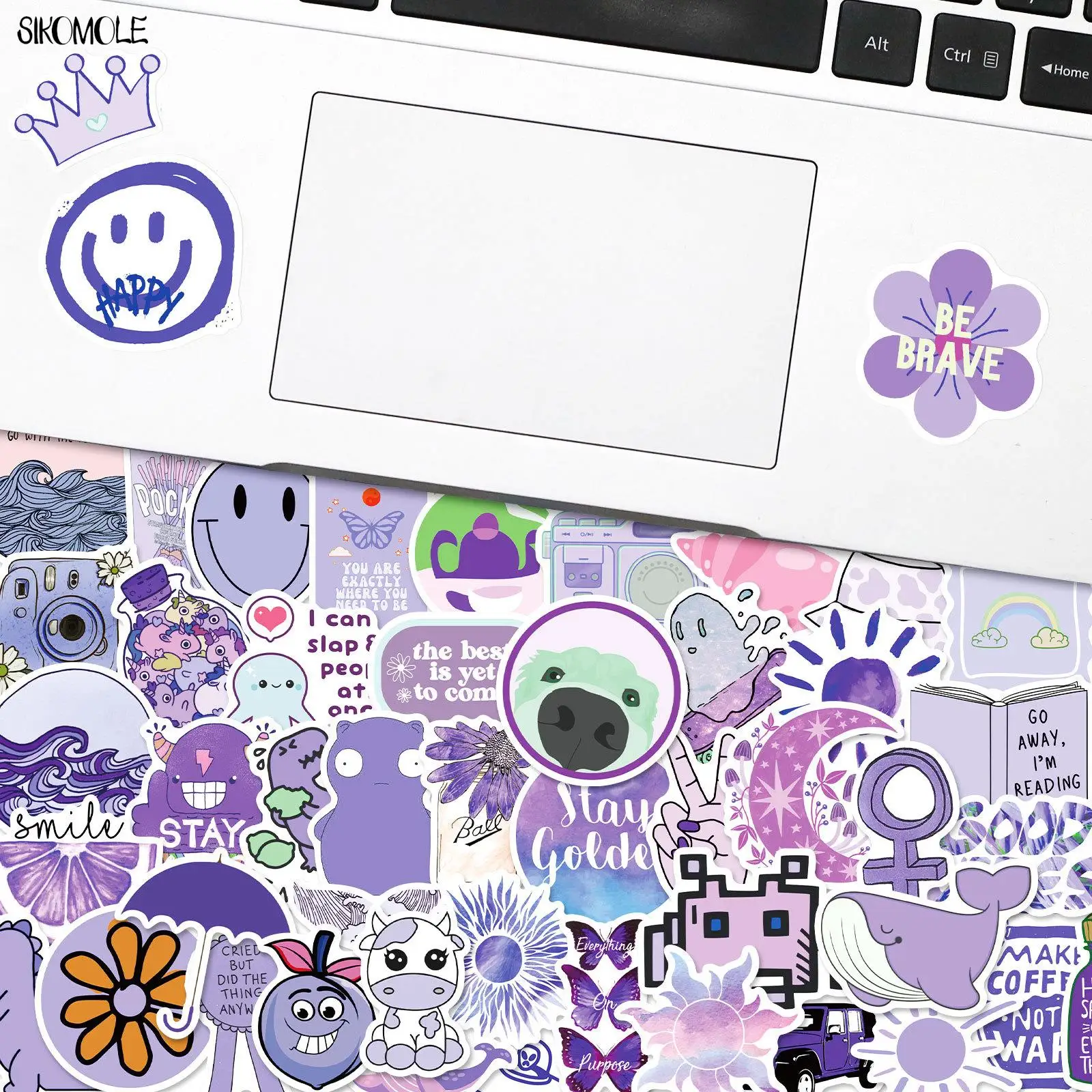 10/30/50PCS Cartoon Purple Small Fresh Graffiti Stickers Kawaii DIY Toys Phone Cup Notebook Skateboard Laptop Decals Sticker F5