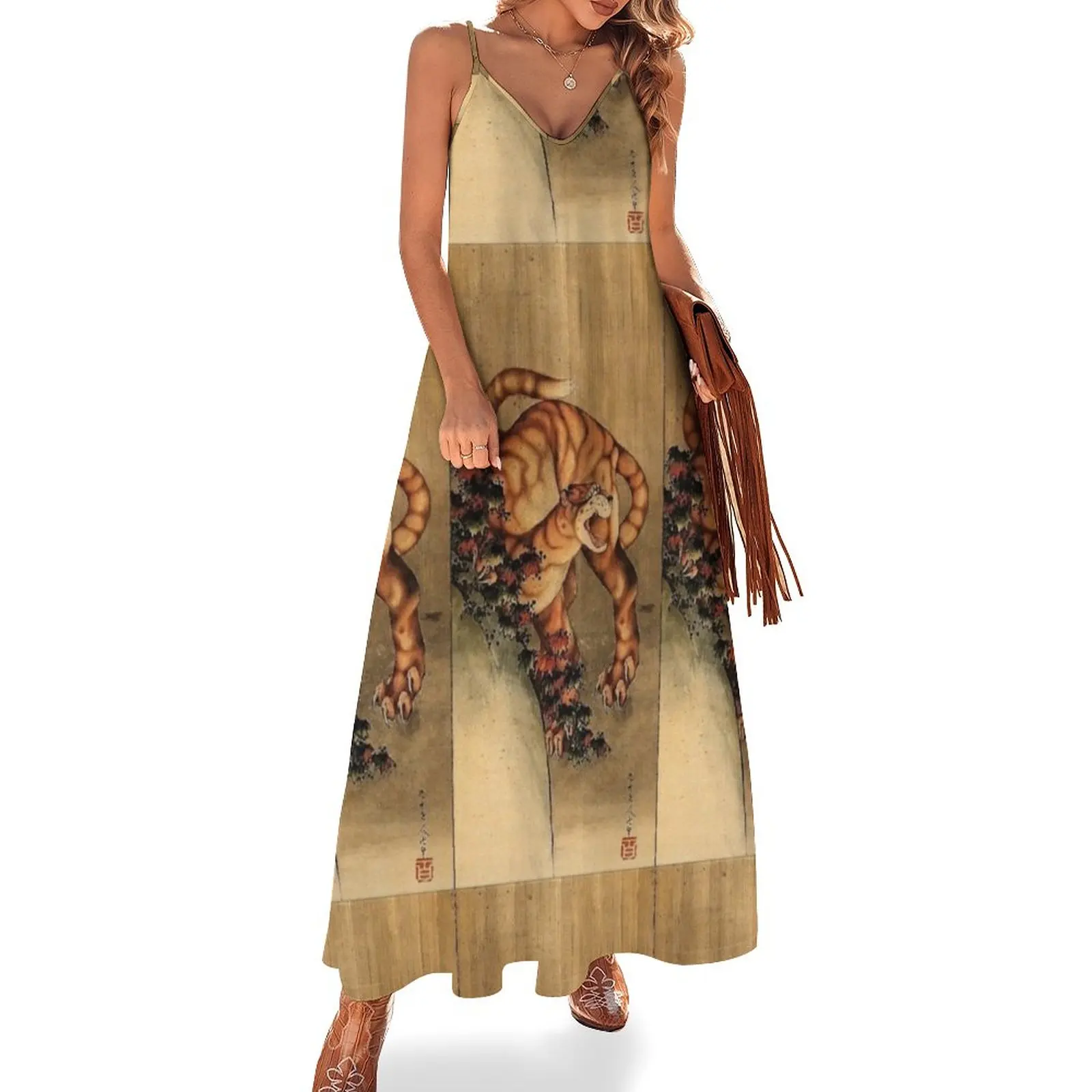 

Hokusai - Tiger In The Rain Sleeveless Dress dresses korean style luxury woman party dress