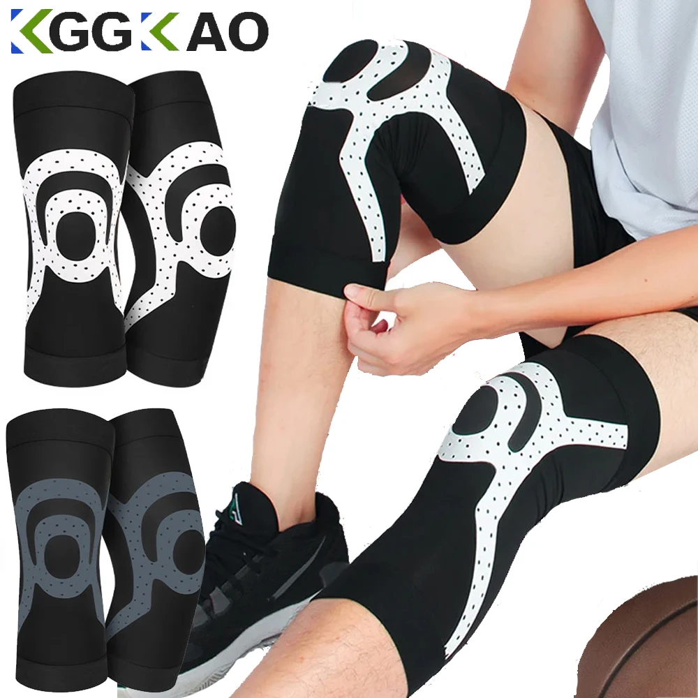 Joelheiras desportivas em sílica gel, antiderrapantes, para corrida, yoga, nylon protetor, alta elasticidade, 1 peça