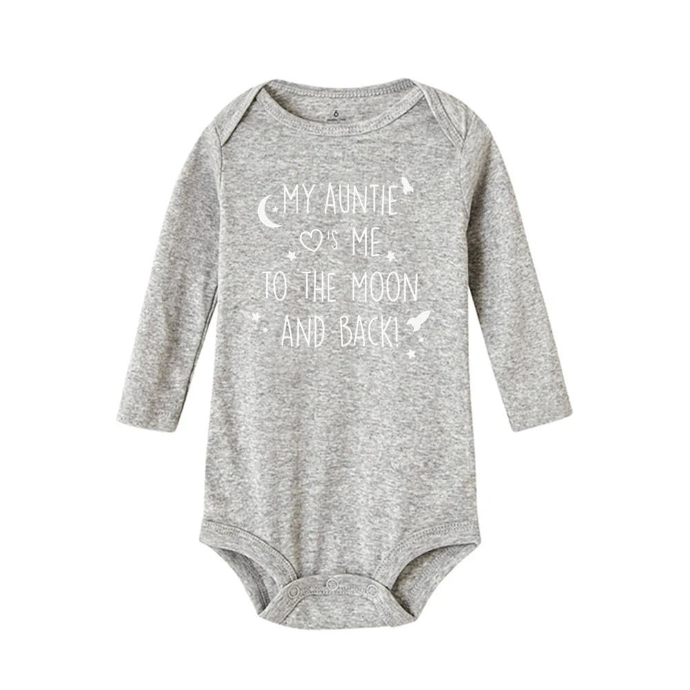 Newborn Baby Winter Rompers My Aunt Loves Me To The Moon and Back Boys Girls Toddler Infant Long Sleeve Bodysuits Clothes Ropa