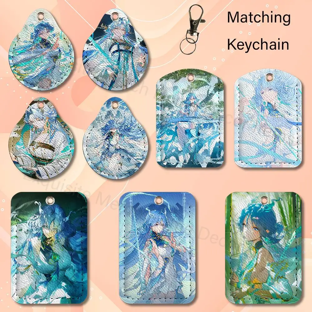 Qingxiao W-Wuthering Waves Wholesale PU Leather Card Cover 3 Styles Available Teardrop Long Small Rectangle Keychain
