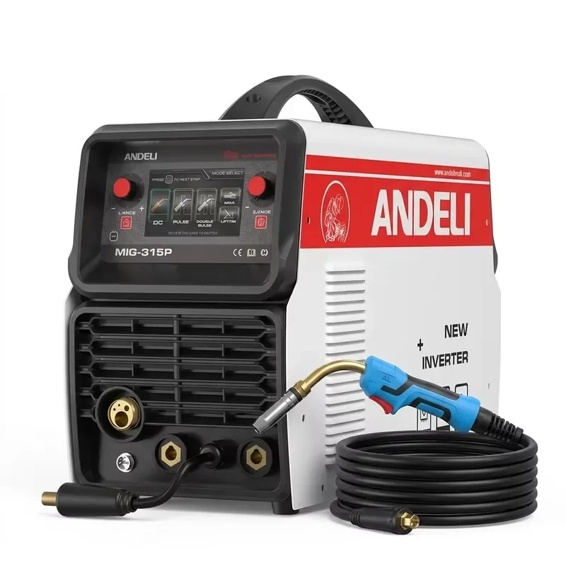 ANDELI MIG-315P 380V 300A LCD 5 in 1 Double Pulse MMA DC TIG LIFT TIG MMA Welding Machine Accomodate 15kg Spool