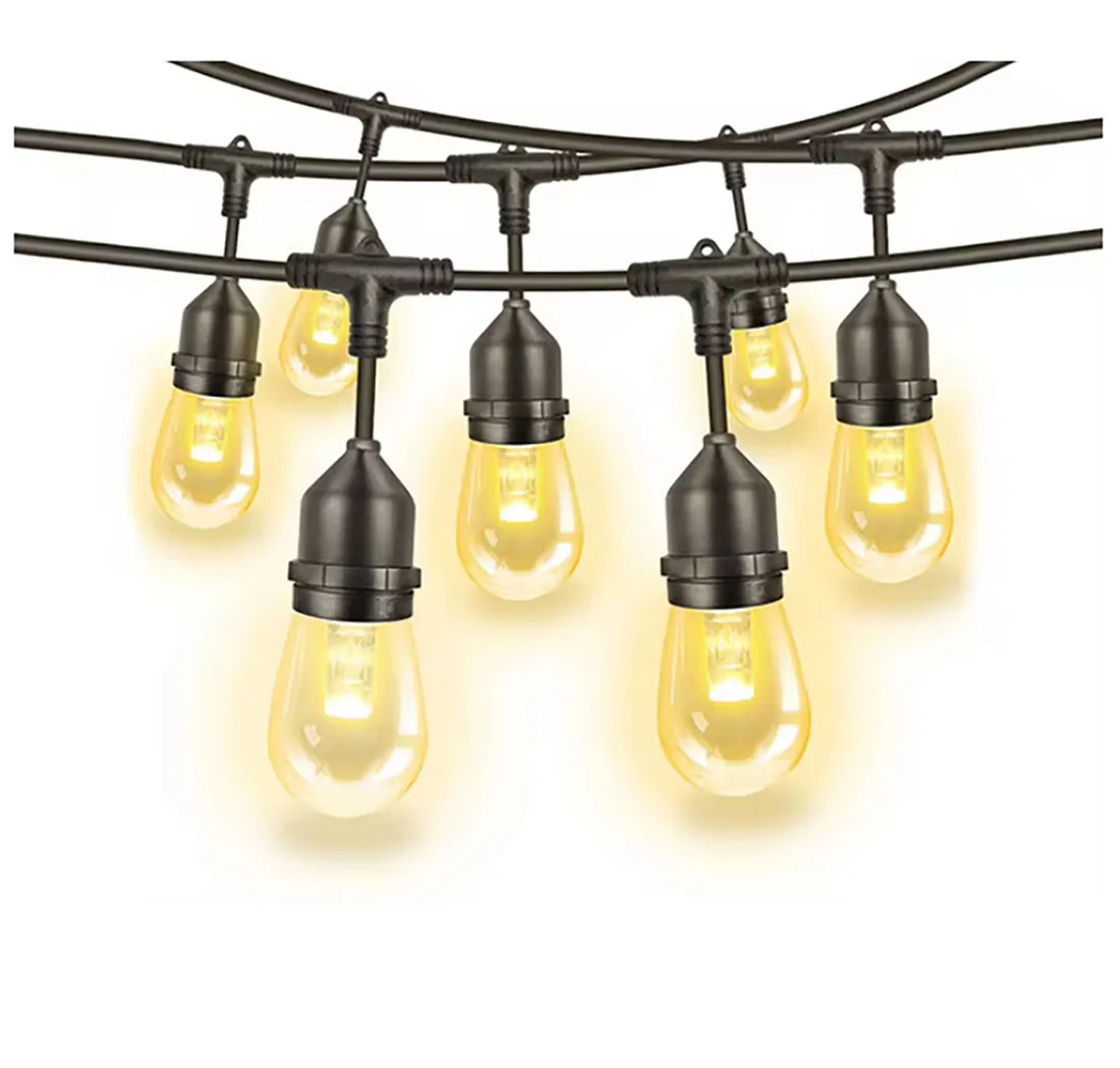 Solar 48FT 15Bulbs RF Control Color S14 E26 E27 Guide Pillar Light LED Outdoor Waterproof PET Garden Fall Resistant Christmas