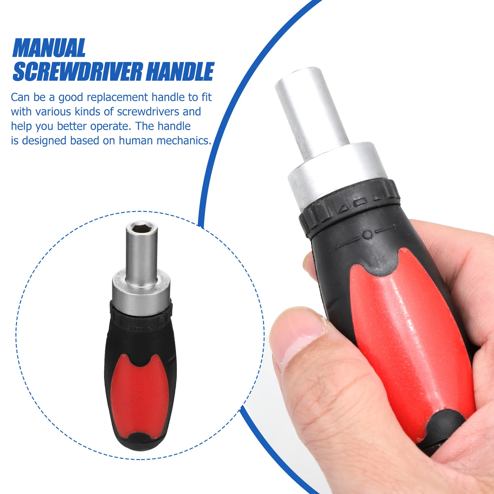 

1Pcs Replaceable Screwdriver Handle Manual Tool Iron Material Ergonomic Anti-Skid Home Repairing Tool Screwdriver Handle