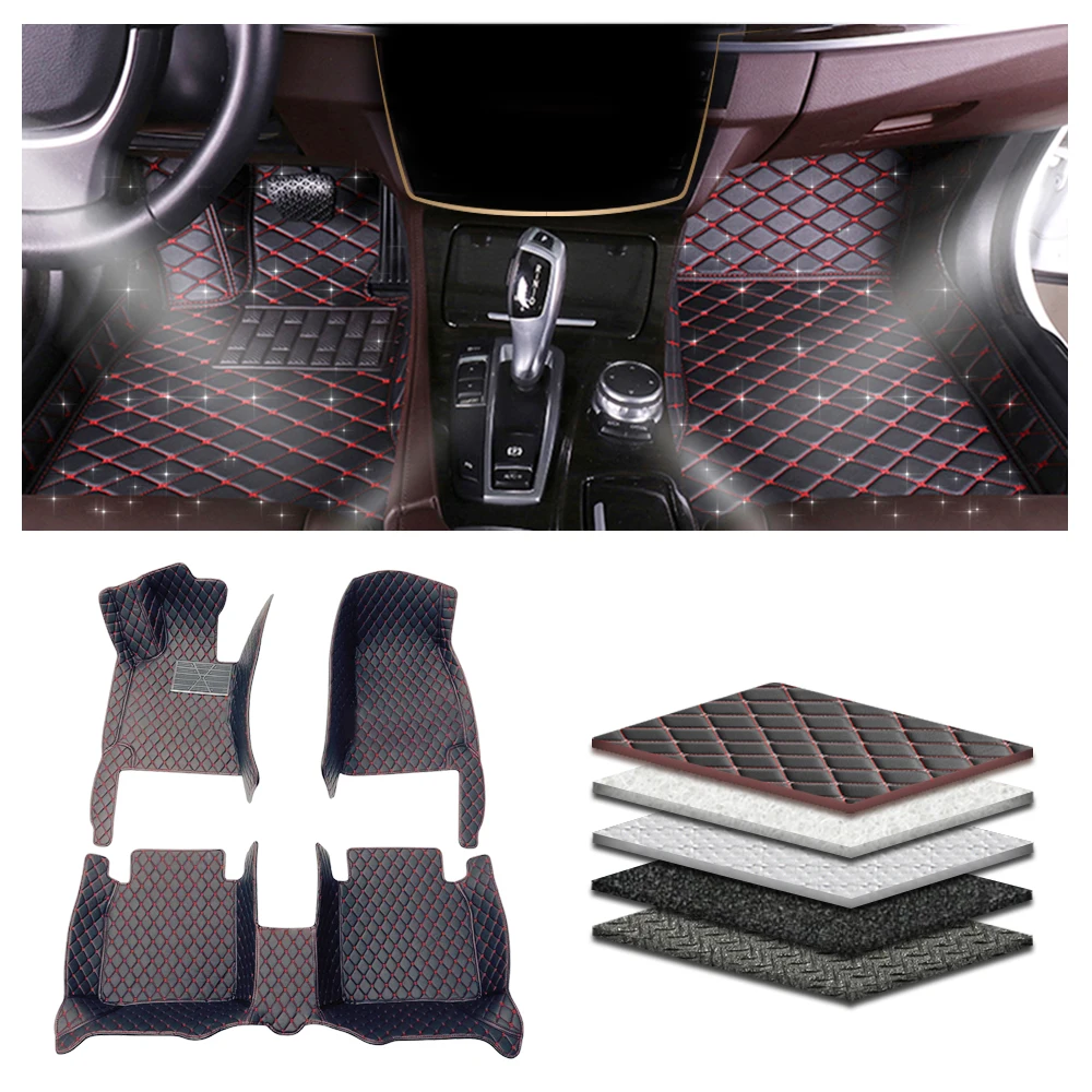 Car Floor Mat  for  Nitro 2007-2012 with Anti slip Interior Accessories  Black Red