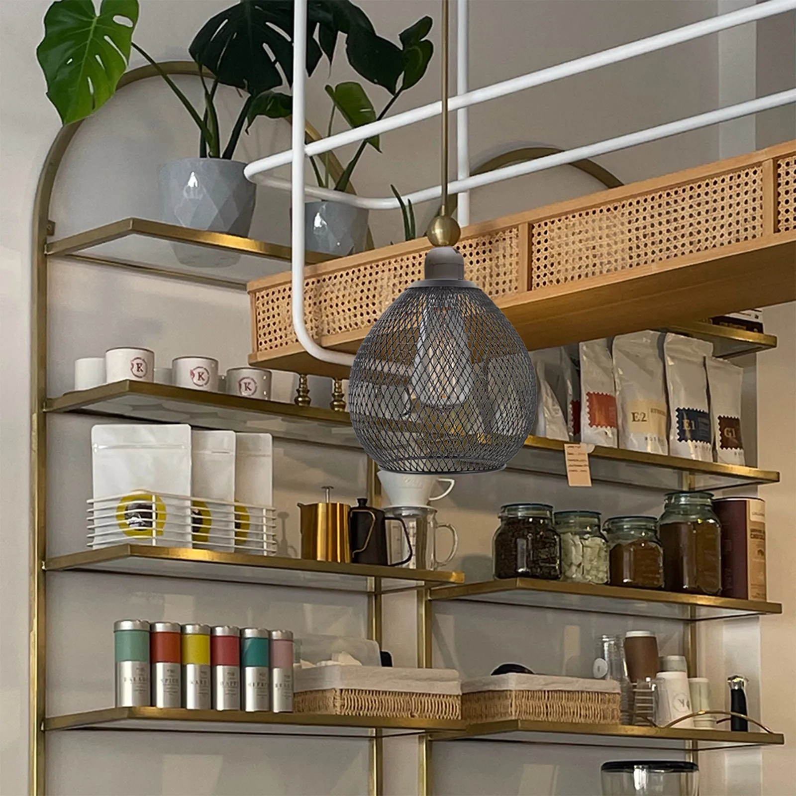 Retro Lamp Shade Hollow Out Metal Light Shade Wire Mesh Pendant Lamp Cover Decorative Mesh Lampshade for Home Office Hotel