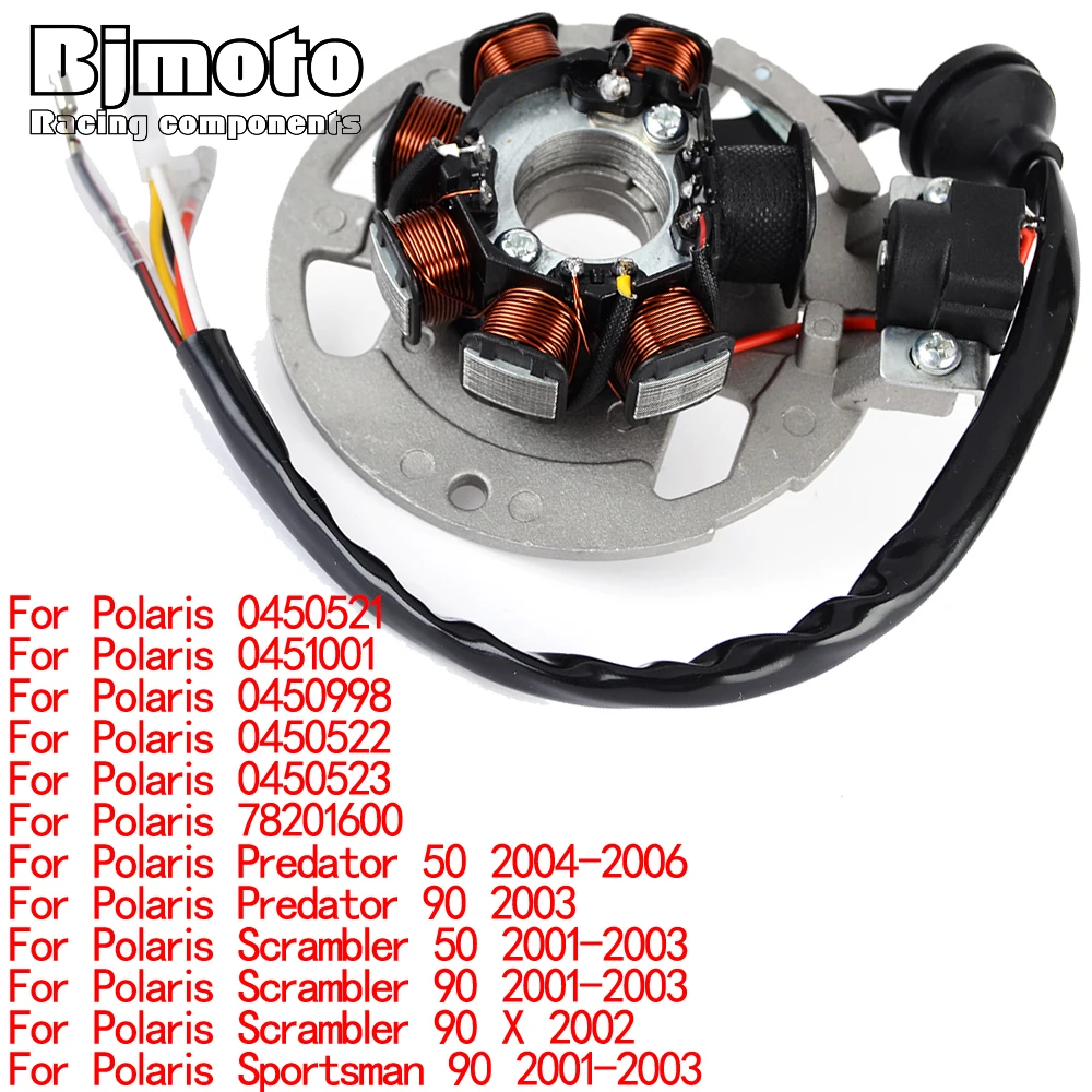 Motorcycle Stator Coil For Polaris 0450521 0451001 0450998 0450522 0450523 78201600 Predator 50 90 X Sportsman 90 2001-2003