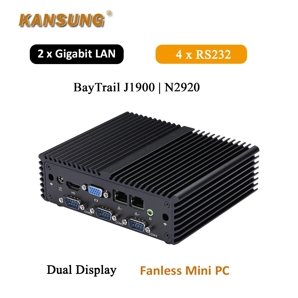 x86 Single Board Fanless Computer Quad Core N2920 J1900 DDR3L 2*Lan  4*USB 4*COM Windows Linux Industrial Mini PC