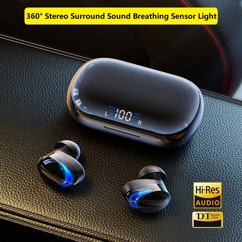TWS Wireless Bluetooth Headset Waterproof Sports Earbuds 5.4 HIFI Bass 360 ° Surround Sound MiC HD Call Noise Cancelling Headset