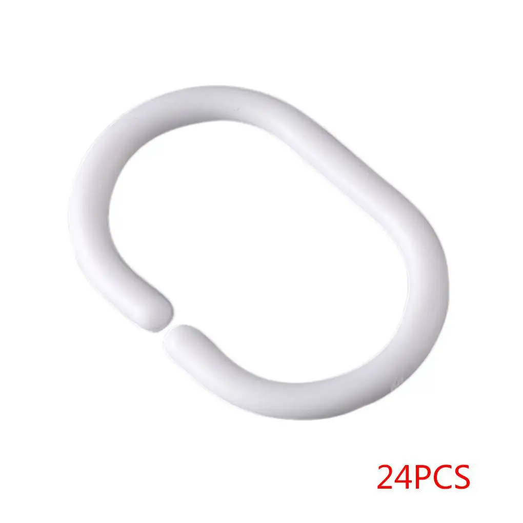 24 Pieces Shower Curtain Hook Bathroom Bathing Drape Hanger Rings Plastic Removable Blind Loop Household Replacement