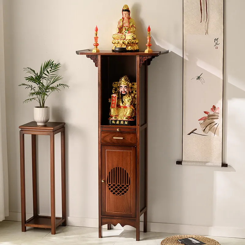 LMM, shrine new Chinese vertical cabinet household solid wood cabinet offering table Bodhisattva shrine