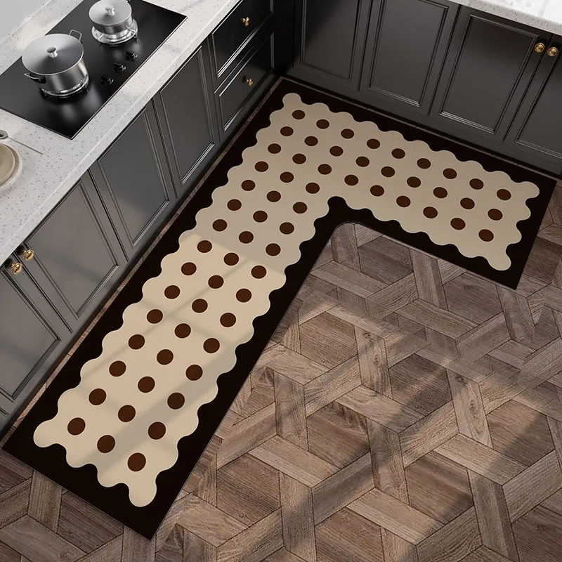 

Kitchen Floor Mat Non-slip Quick-drying Wash-free Carpet Absorbent Diatom Mud L-shaped Geometric Long Size Rugs Alfombra 주방 카펫