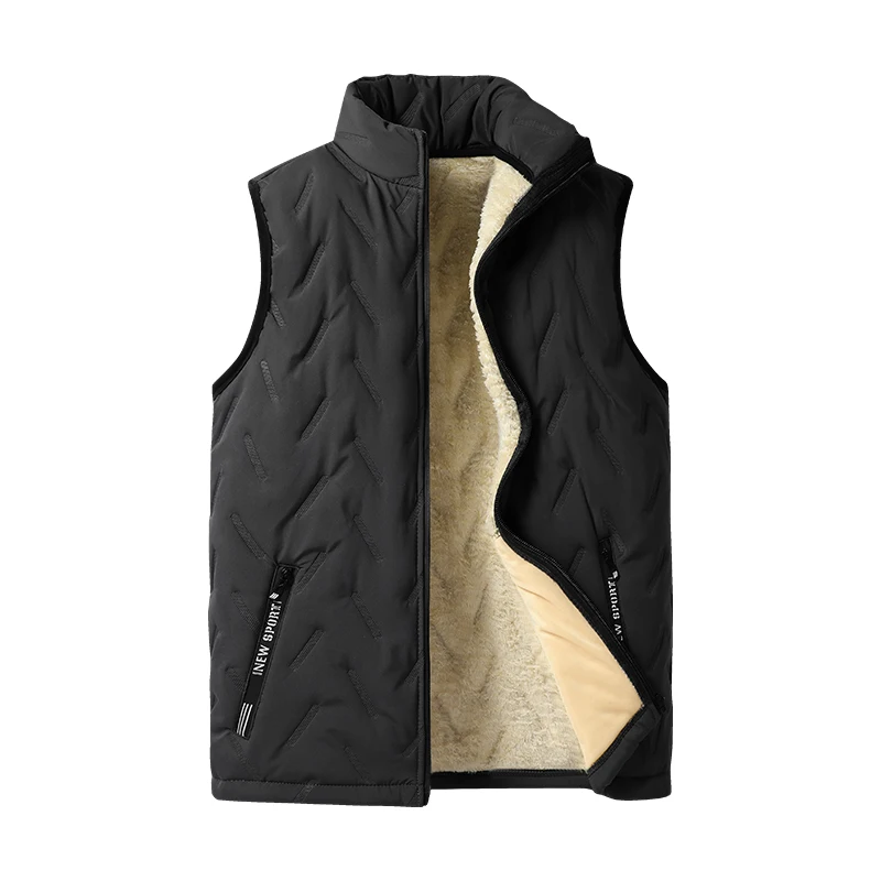 Men\'s autumn and winter waistcoat, plus fleece and jacquard stand collar sleeveless coat, fashion temperament all match shoulder