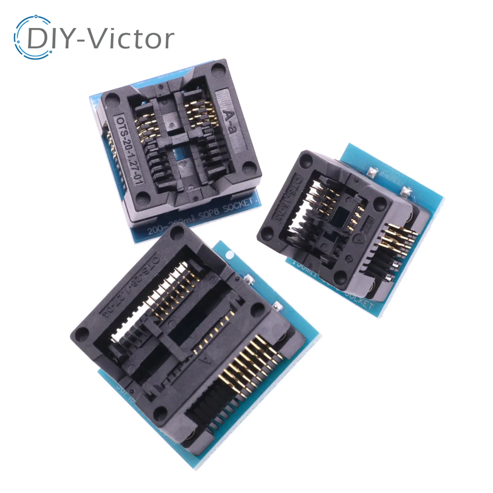 SOIC8 SOP8 to DIP8 Wide-body Seat Wide 150/200/208mil Programmer Adapter Socket Blue SA602 IC Test Conversion Burner