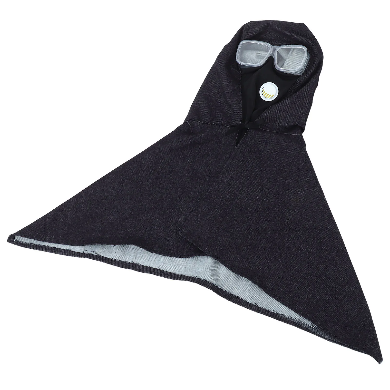 

Denim Protective Hood With Goggles Dustproof Shawl Cap For Men Women Head Neck Protection Safety Gear For Sandblasting
