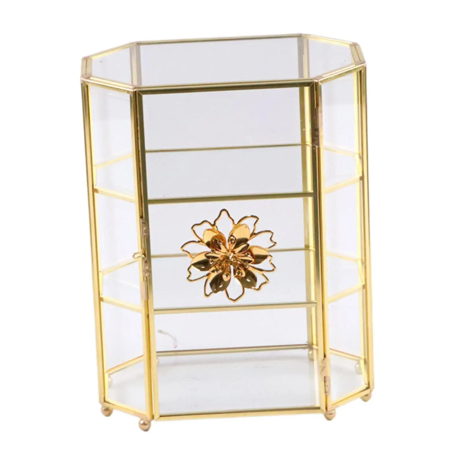 

Glass Jewelry Box 3 Tier Clear Jewelry Organizer for Earrings Rings Lipstick