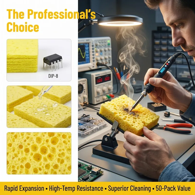 20PCS Replacement Soldering Iron Cleaning Sponge Heat Resistant Tip Cleaner Durable Tin Remover Pad for Electronic Repair Tools