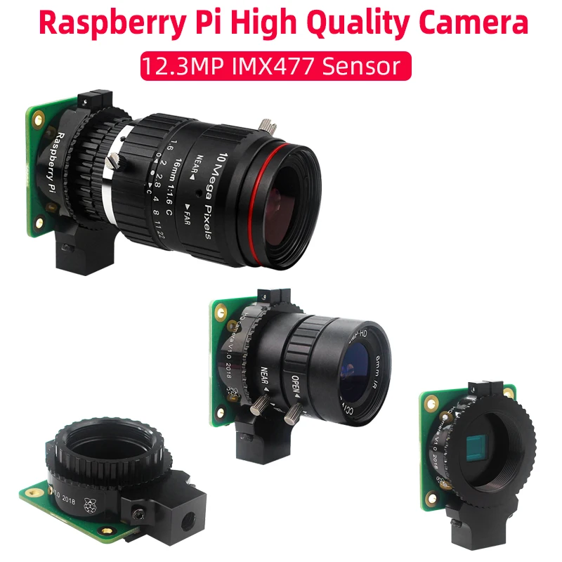 Raspberry Pi 4 High Quality Camera Module with Industrial-grade HD Zoom Telephoto 8-50mm Lens / 16mm Lens for Raspberry Pi 4/3B+