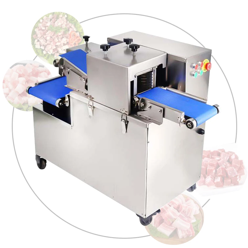 Commercial Meat Dicing Machine Conveyor Belt Conveying Pork Beef Dicing Catting Machine Meat Slicer