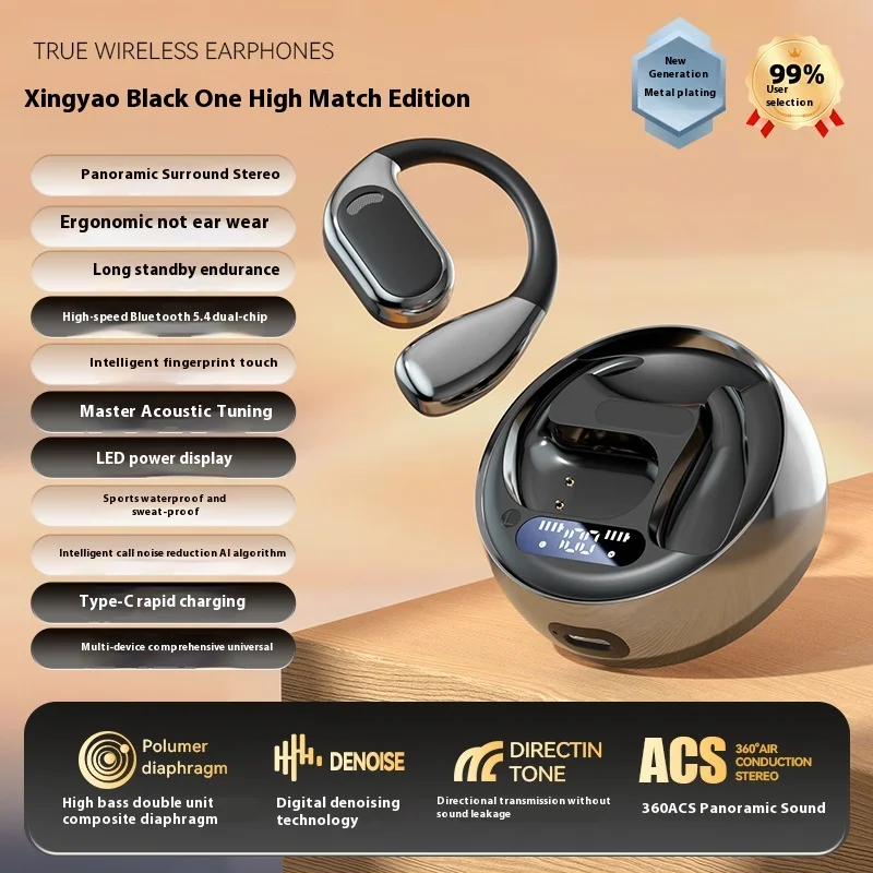 M76 Wireless Bluetooth Earphones Bone Conduction Hanging Ear Noise Cancelling Open Listening Acs Waterproof Music