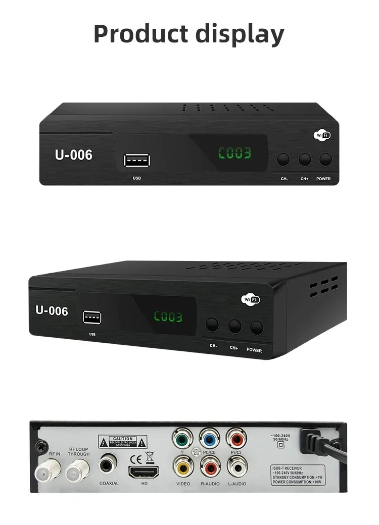 U-006 بيرو محول رقمي ISDBT TDT TV فك HD FTA ISDB-T استقبال موالف التلفزيون 1080P H.264 MPEG-4 Y0ضبط الصندوق العلوي