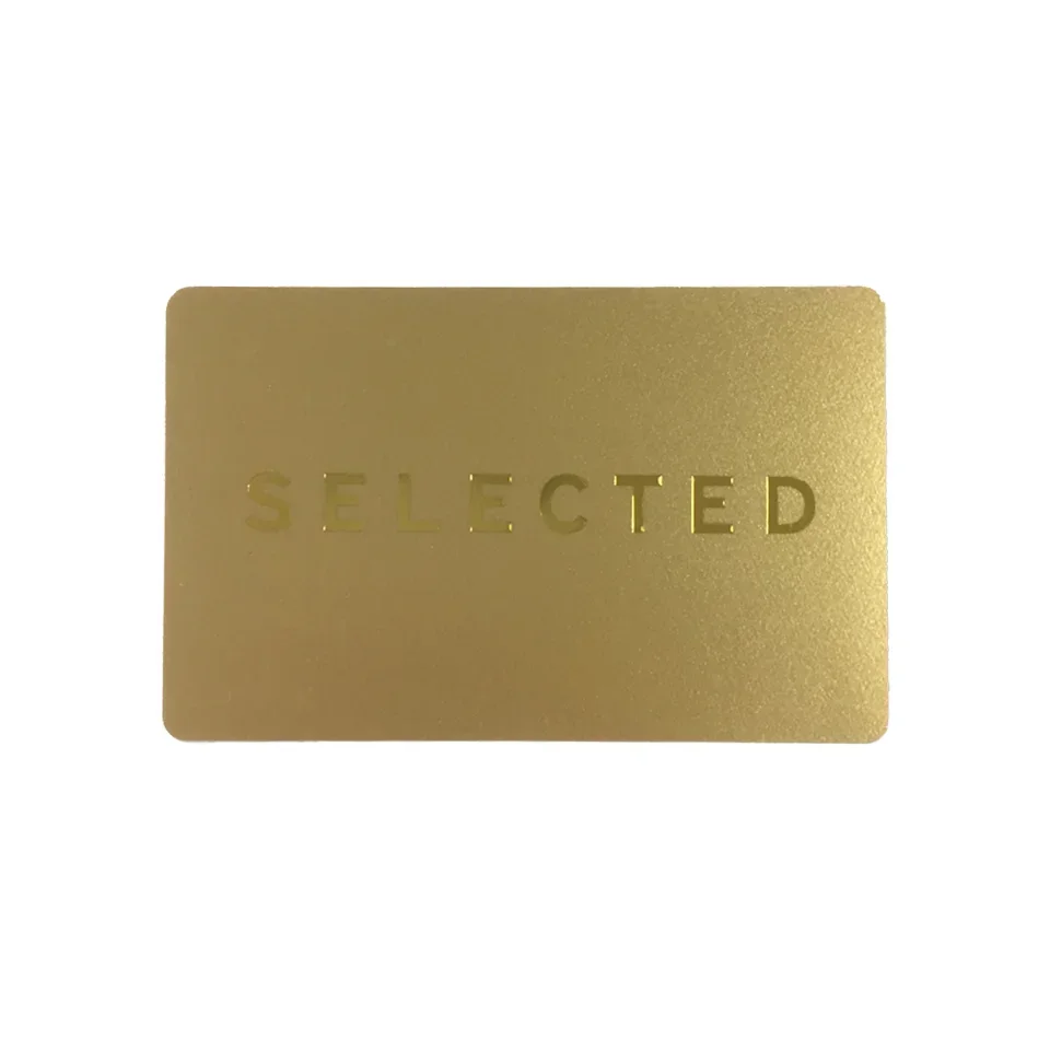 

Customizable 4K Gold NFC Metal Business Card Waterproof 13.56MHz Frequency QR Code RFID Communication Interface CR80