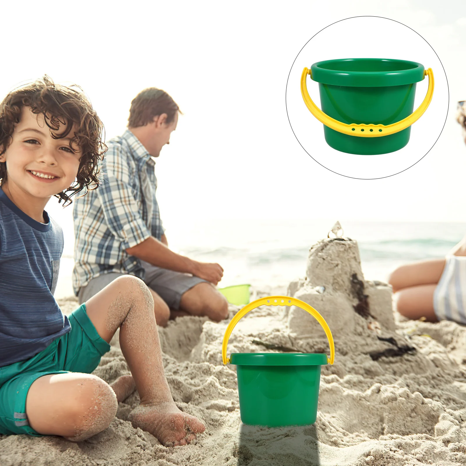ビーチ砂バケツ 軽量PP素材 滑り止めハンドル 夏の屋外遊びに持ち運び可能 ドリンクの掘り出しや保管に