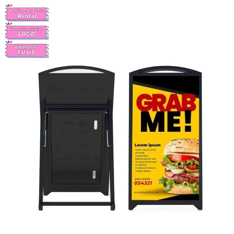 Billboard Outdoor Full Color LED 2.5 Portable Battery Powered Digital Signage Kiosk Menu Displays Ad Player for Restaurant