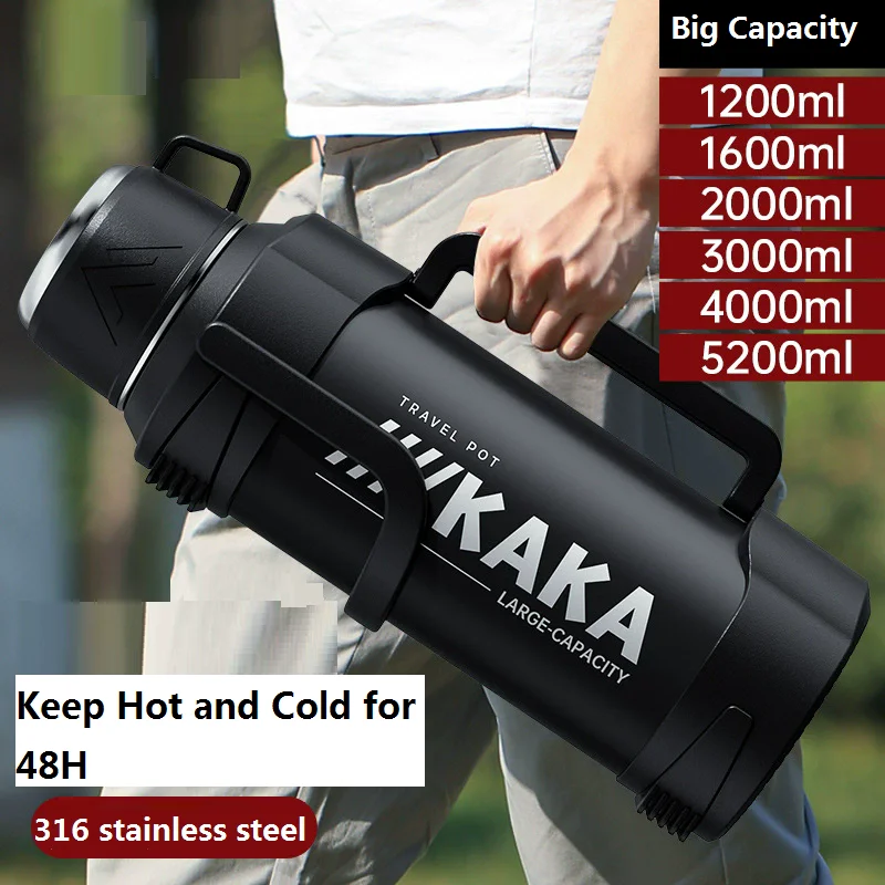 

316 Stainless Steel Insulated Water Bottle with Handle Outdoor Portable Thermos Bottle Large Capacity Keep Hot and Cold 72H