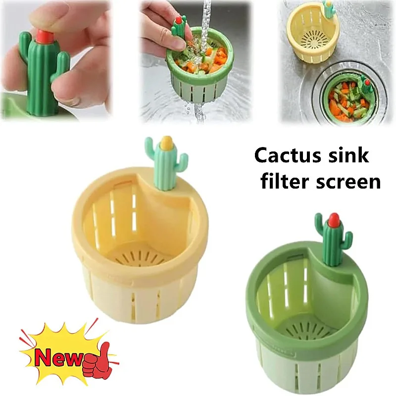 Pantalla de filtro para fregadero de cocina, cesta de filtro de alcantarillado de Cactus, antiobstrucción para lavado de verduras, nuevo