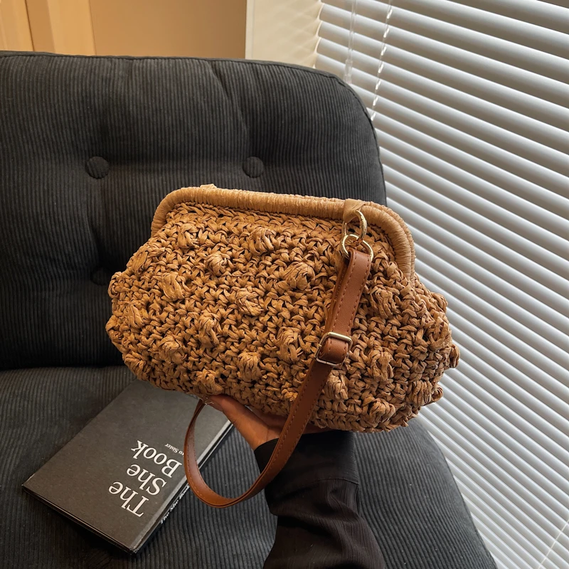 

Тканевые однотонные сумки через плечо, тканые простые сумки в стиле ретро, женские сумки 2021, Лидер продаж, пляжные женские сумки с застежкой на нитью Bolsa