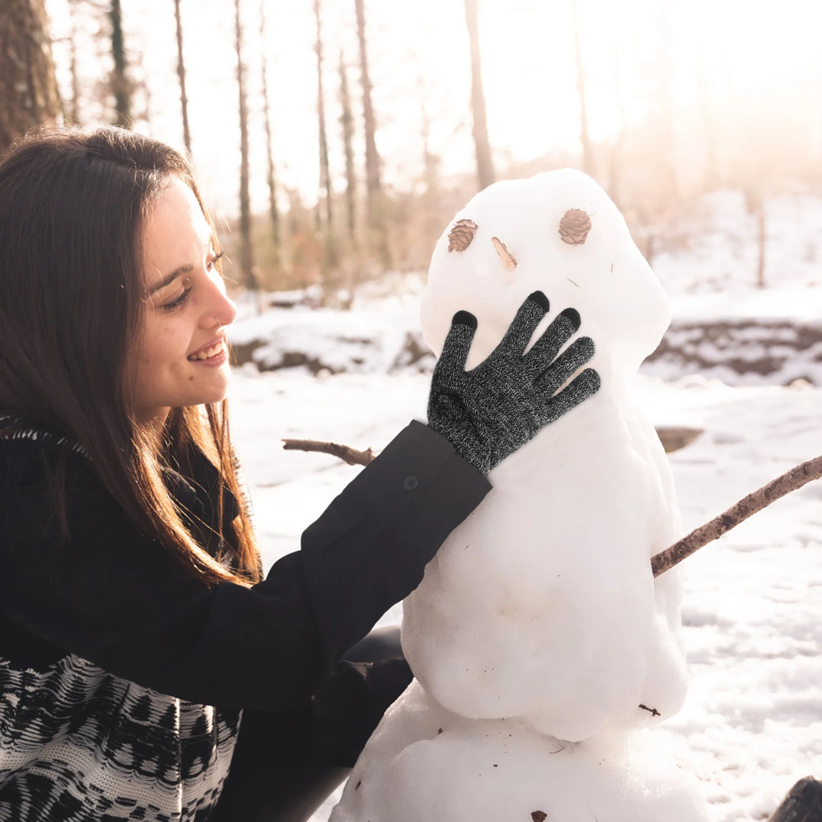 1 пара перчаток с полным пальцем, мужские противоскользящие перчатки с сенсорным экраном, зимние теплые перчатки для езды на велосипеде, вождения, пешего туризма, бега