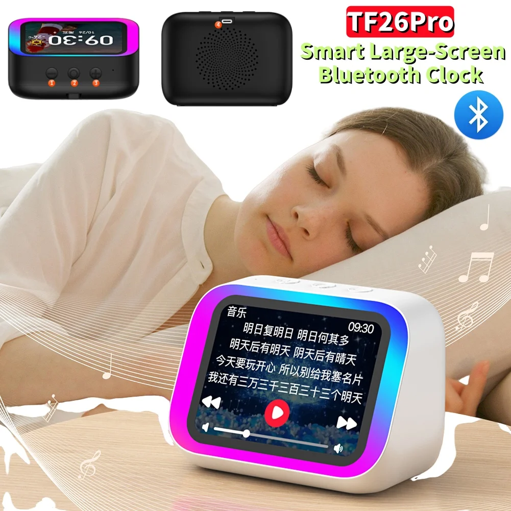 ​​Smart Alarm Clock With Bluetooth Speaker Color Display - App Controlled Weather Night Light Photo Frame Sleep Stories for Bedr