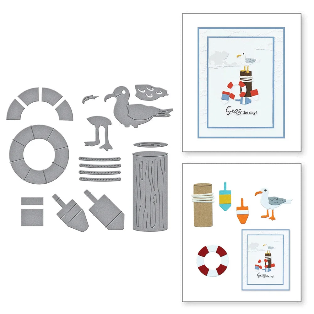 Sailing lighthouse Bundles Clear Stamps And Metal Cutting Dies For DIY Craft Making Card  Photo Album Scrapbooking Decoration