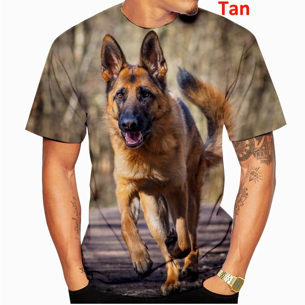 Cute 3D Dog German Shepherd Pattern Men Summer T Shirts Unisex Fitness Short Sleeve Tops Tee