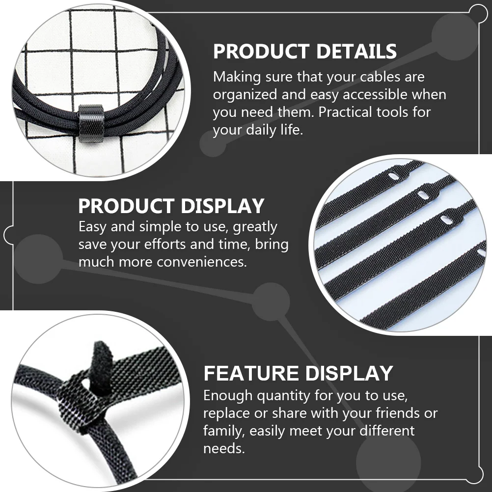

20Pcs Cable Organizer Ties Adjustable Nylon Hook Loop Fastening Cord Management Straps Durable Reusable for Wire Protection