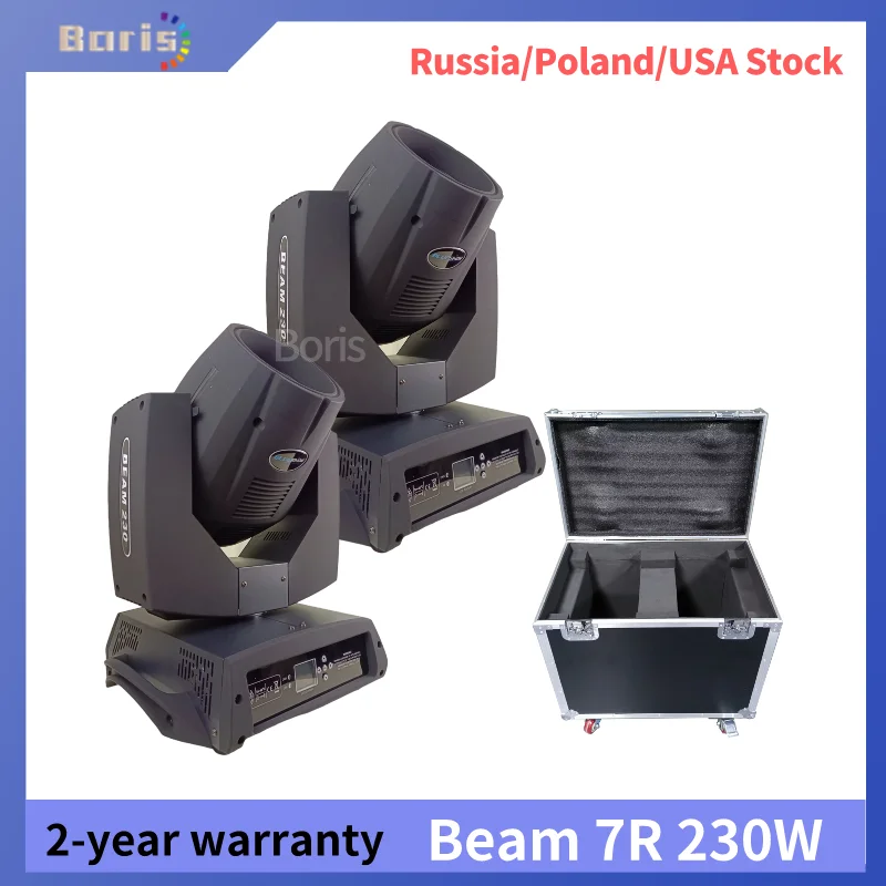 

No Tax 2pcs Lyre Beam 230W 7R Moving Head Light Beam 7r Sharpy 230 Beam Prism Effect With Case For DJ Concert Party Stage Disco